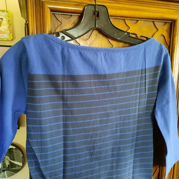 French Connection | Striped Banteau Boatneck Tee w Stretch! - Navy/Blue, Size XS - Picture 9 of 14